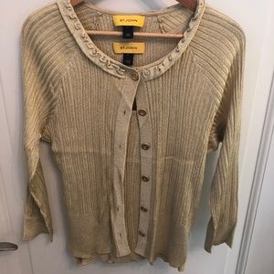 St. John Gold Label Gold Metallic Knit L Ruffle S